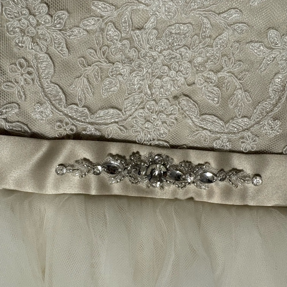 Elegant Cream Layered Kids Dress, 4T - Picture 3 of 4